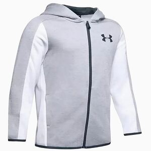 Under Armour Coldgear Hooded Jacket White Gray Zip Front Childs Large